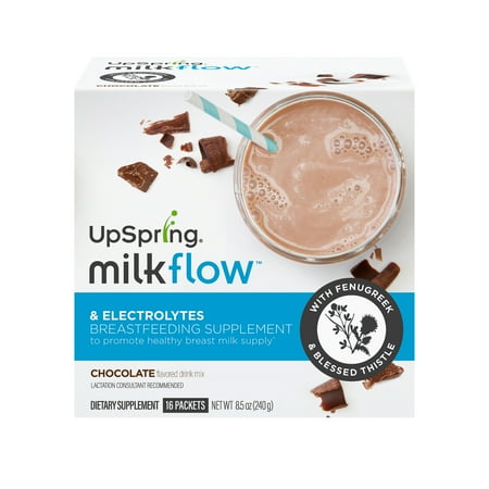 UpSpring Milkflow Breastfeeding Lactation Supplement with Electrolytes, Fenugreek Powder Mix, Chocolate