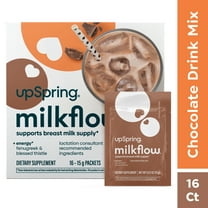 UpSpring Milkflow Fenugreek & Blessed Thistle Breastfeeding Drink Mix, Chocolate, 16 Count