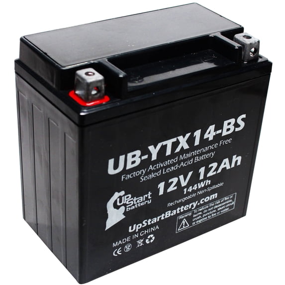 UpStart Battery Replacement 1997 Yamaha YZF1000R 1000 CC Factory Activated, Maintenance Free, Motorcycle Battery - 12V, 12AH, UB-YTX14-BS