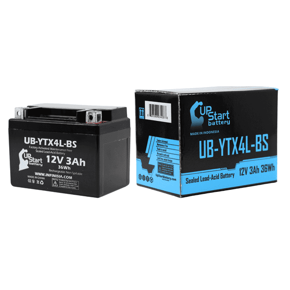 UpStart Battery Replacement 2000 Gas Gas Pampera 250CC Factory Activated, Maintenance Free, Motorcycle Battery - 12V 3Ah, UB-YTX4L-BS