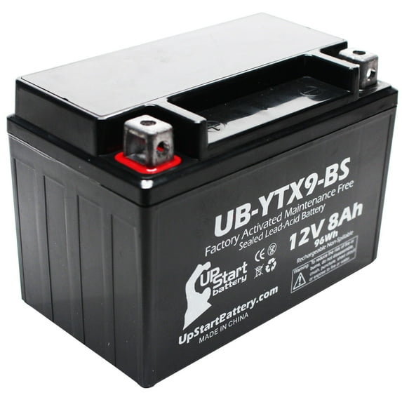 UpStart Battery Replacement 2000 Honda VT600C, CD Shadow Deluxe, VLX 600CC Factory Activated, Maintenance Free, Motorcycle Battery - 12V 8Ah, UB-YTX9-BS