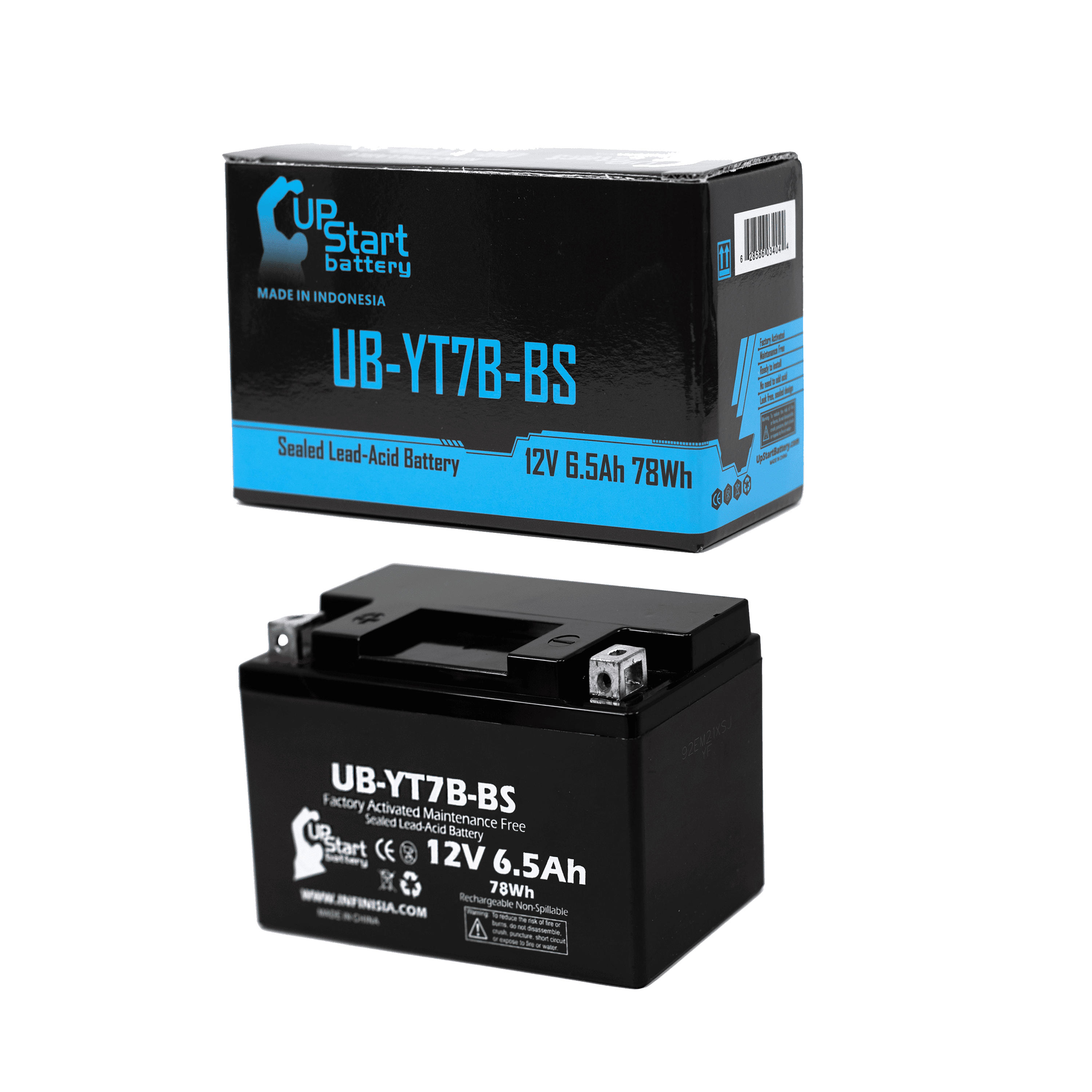 UpStart Battery Replacement 2002 Yamaha TTR250 250CC Factory Activated, Maintenance Free, Motorcycle Battery - 12V 6Ah, UB-YT7B-BS