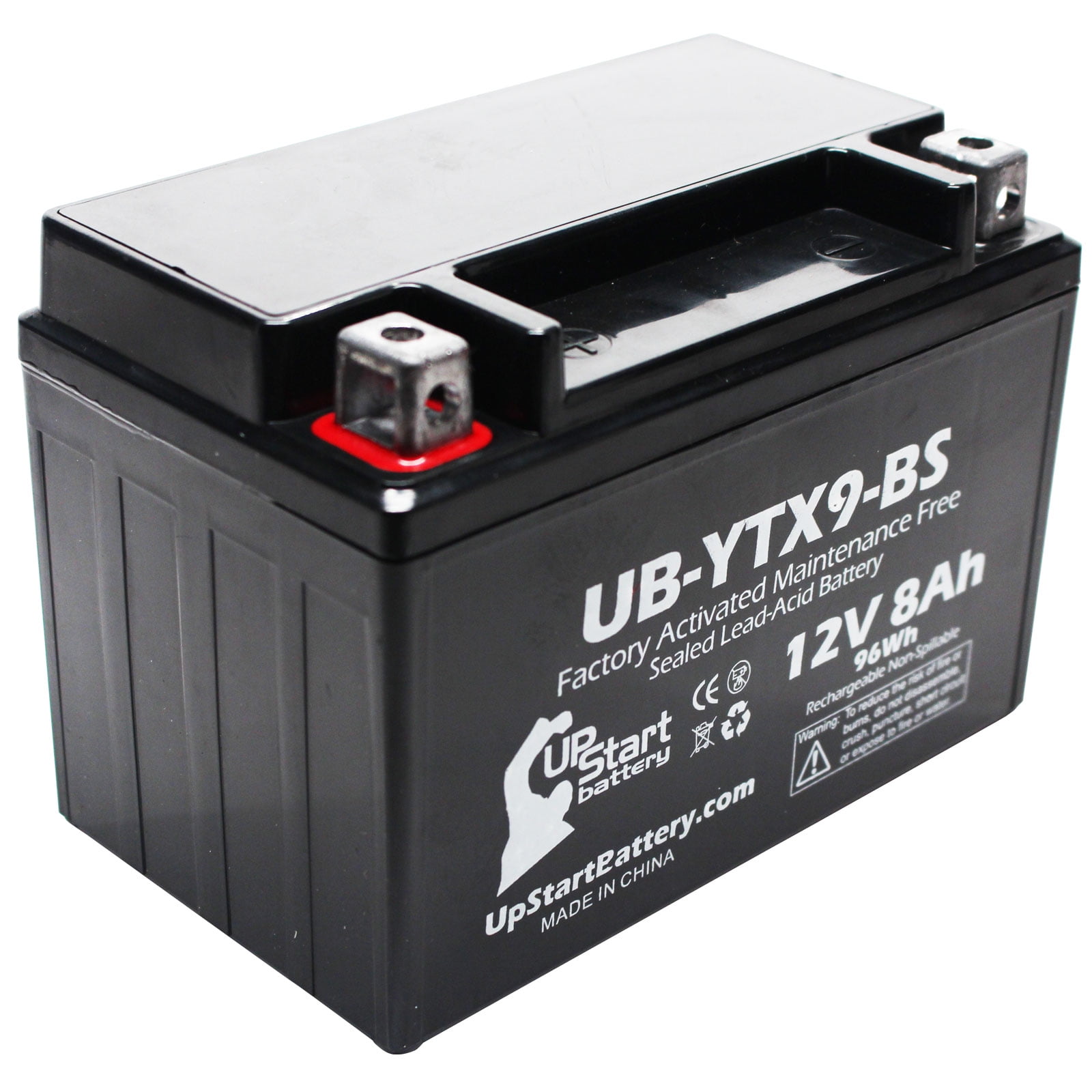 UpStart Battery Replacement 2004 Suzuki GSX-R600 600CC Factory Activated, Maintenance Free, Motorcycle Battery - 12V, 8Ah, UB-YTX9-BS