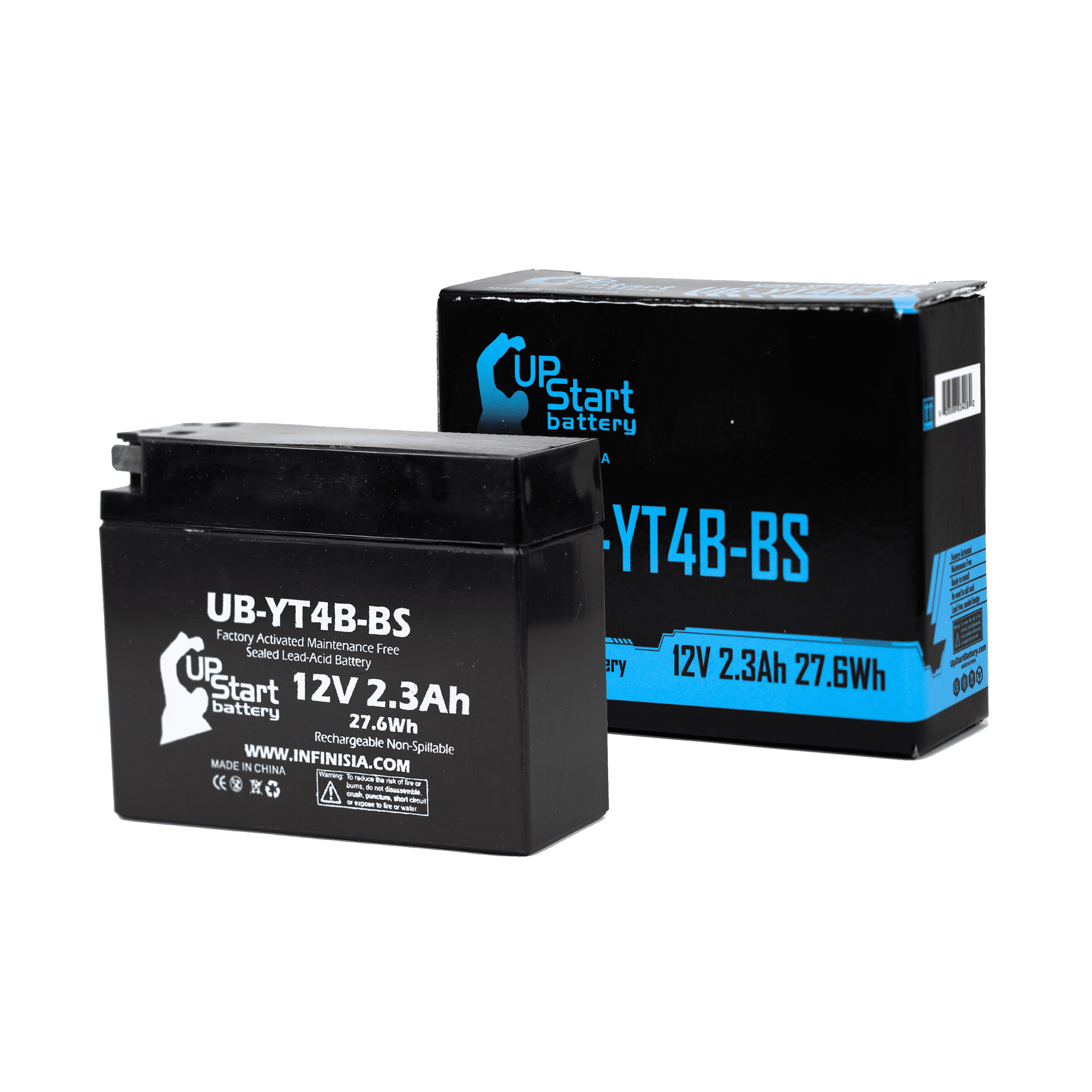 UpStart Battery Replacement 2005 Yamaha TTR90E Electric Start 90CC Factory Activated, Maintenance Free, Motorcycle Battery - 12V, 2.3Ah, UB-YT4B-BS