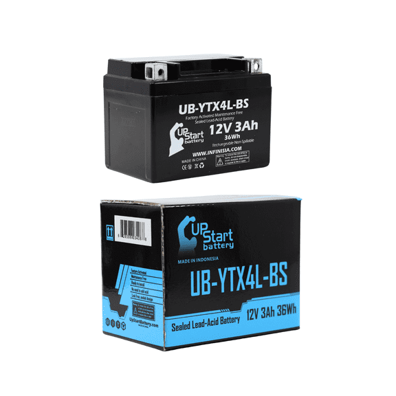 UpStart Battery Replacement 2011 Bombardier (Can-Am) DS70 70CC Factory Activated, Maintenance Free, ATV Battery - 12V, 3Ah, UB-YTX4L-BS