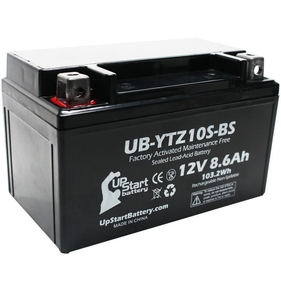 UpStart Battery Replacement 2011 Yamaha FZ8 800CC Factory Activated, Maintenance Free, Motorcycle Battery - 12V, 8.6Ah, UB-YTZ10S-BS