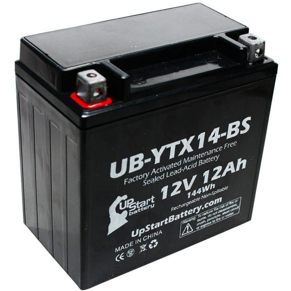 UpStart Battery Replacement 2012 BMW K1300R, S 1300 CC Factory Activated, Maintenance Free, Motorcycle Battery - 12V, 12AH, UB-YTX14-BS