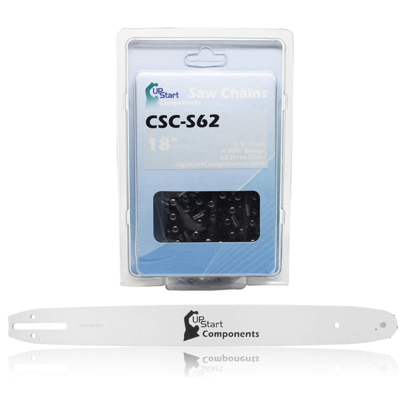 UpStart Components Replacement 18" Single Rivet Bar and 18" Semi Chisel Chain Combo for Echo CS-400 Chainsaw (18" Length, 3/8" Pitch, 0.050" Gauge, 62 Drive , 7 Sprocket Nose Tooth)