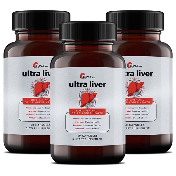 UpWellness Ultra Liver Supplement for Liver Care & Support and Gallbladder Support - TMG & NAC Milk Thistle - Liver Cleanse Detox & Repair - 3 Pack