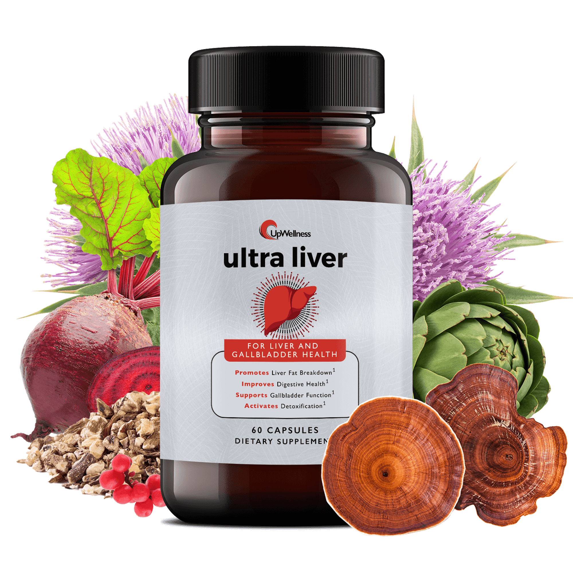 UpWellness Ultra Liver Supplement for Liver Support and Gallbladder Support - Powered by TMG, NAC Milk Thistle, and More - Liver Cleanse Detox & Repair - 60 Capsules