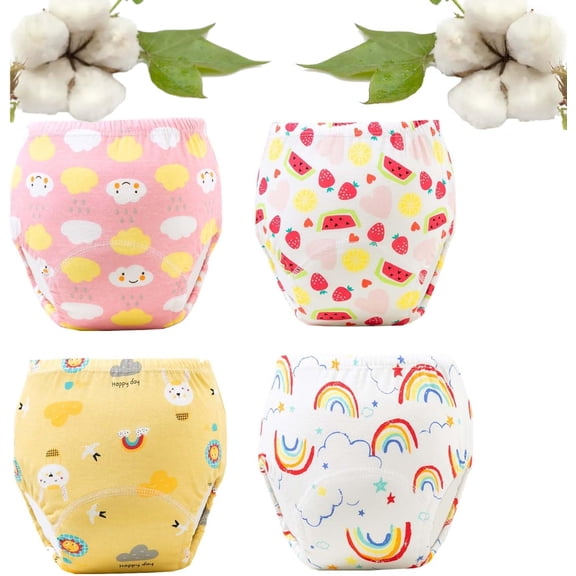 Upairy Training Pants for Boys and Girls, Up Airy Potty Training Underwear, 100% Cotton Washable Underwear (4PCS-B,Small)