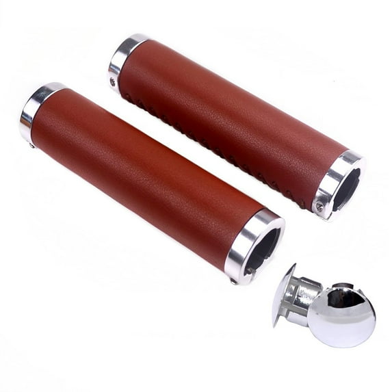 Upanbike Bike Handlebar Grips Microfiber Leather 22.2mm Lock-on Bike Grips Honey Brown