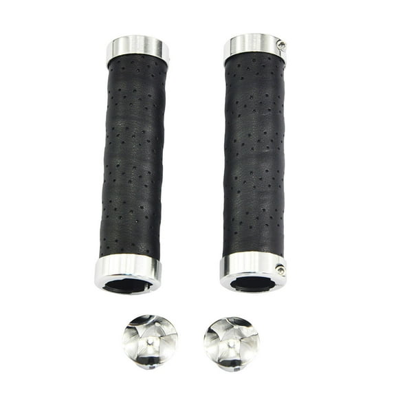 Upanbike Mountain Bike Grips Lock on Synthetic Leather Bicycle Handlebar Grips Black