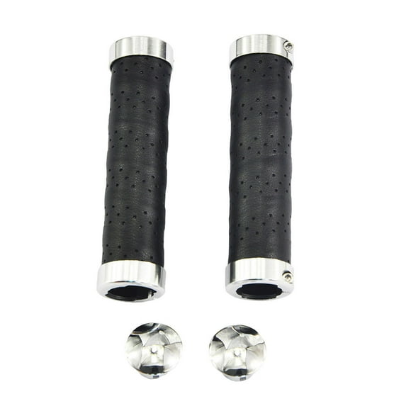 Upanbike Mountain Bike Grips Lock on Synthetic Leather Bicycle Handlebar Grips Black