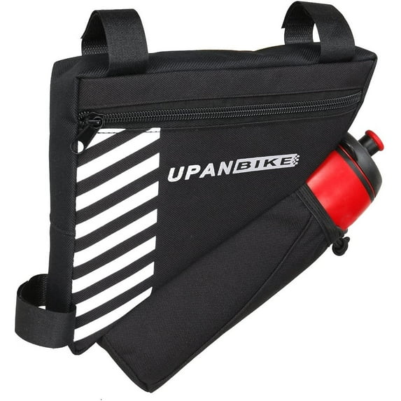 Upanbike Triangle Frame Bag with Water Bottle Holder, 1.5L Capacity (Black)
