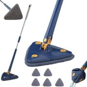 Upattend Mop, 360 Rotatable Adjustable Cleaning Mops, Ceiling Cleaner Wall Cleaning Dust with Extendable Long Handle, Automatic Wringing Spin Floor, Triangle Swab for Walls and Floor Blue