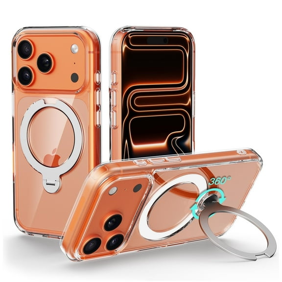Upcommon Flex Stand Case for iPhone 17 Pro, 360° Rotatable Kickstand, MagSafe Compatible, Slim Protective Cover, Shockproof, Clear