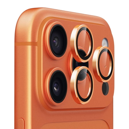 Upcommon UARMOR Camera Lens Protector for iPhone 17 Pro & Pro Max, 9H Tempered Glass, HD Clear, Easy Installation Kit - Orange
