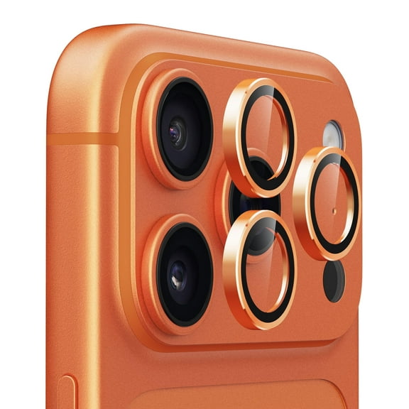 Upcommon UARMOR Camera Lens Protector for iPhone 17 Pro & Pro Max, 9H Tempered Glass, HD Clear, Easy Installation Kit - Orange