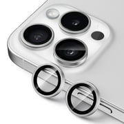 Upcommon UARMOR Camera Lens Protector for iPhone 15 Pro & 15 Pro Max 9H Tempered Glass & Aluminum Ring, HD Clear, Easy Installation Kit, Case Friendly, Anti Scratch, Shatterproof [ White Titanium ]