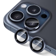 Upcommon UARMOR Camera Lens Protector for iPhone 15 Pro & 15 Pro Max 9H Tempered Glass & Aluminum Ring, HD Clear, Easy Installation Kit, Case Friendly, Anti Scratch, Shatterproof [ Blue Titanium ]