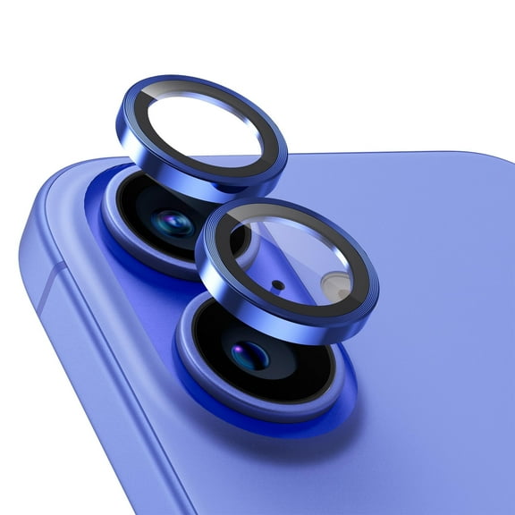 Upcommon UARMOR Camera Lens Protector for [iPhone 17, 16 & 16 Plus] 9H Tempered Glass & Aluminum Cover, HD Clear, Easy Installation Kit, Case Friendly, Anti Scratch, Shatterproof [ Ultramarine ]