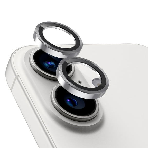 Upcommon UARMOR Camera Lens Protector for [iPhone 17, 16 & 16 Plus] 9H Tempered Glass & Aluminum Cover, HD Clear, Easy Installation Kit, Case Friendly, Anti Scratch, Shatterproof [ Silver ]