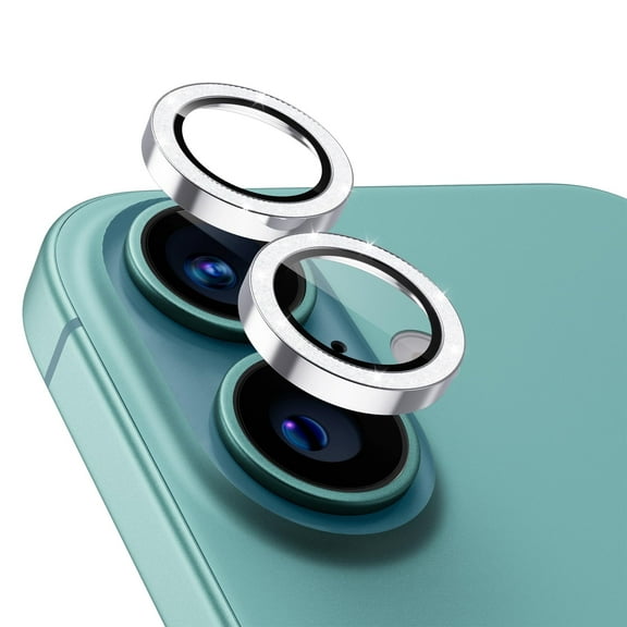 Upcommon UARMOR Camera Lens Protector for [iPhone 17, 16 & 16 Plus] 9H Tempered Glass & Aluminum Cover, HD Clear, Easy Installation Kit, Case Friendly, Anti Scratch, Shatterproof [ Glitter ]