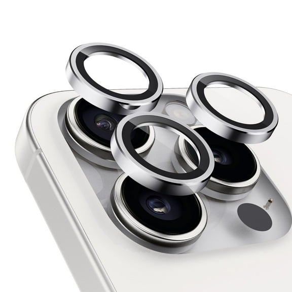 Upcommon UARMOR Camera Lens Protector for [iPhone 16 Pro & 16 Pro Max] 9H Tempered Glass & Aluminum Cover, HD Clear, Easy Installation Kit, Case Friendly, Anti Scratch, Shatterproof [ Silver ]