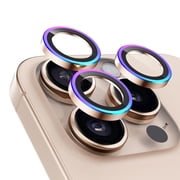 Upcommon UARMOR Camera Lens Protector for [iPhone 16 Pro & 16 Pro Max] 9H Tempered Glass & Aluminum Cover, HD Clear, Easy Installation Kit, Case Friendly, Anti Scratch, Shatterproof [ Rainbow ]