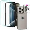 thumbnail image 1 of Upcommon UARMOR Glass 3 Pack Clear Screen Protector & 1 Pack Camera Lens Protector for [ iPhone 15 Pro ] 9H Tempered Glass with Easy Installation Kits (3+1 Pack), 1 of 8