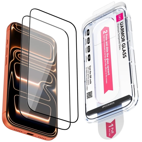 Upcommon UARMOR Screen Protector for iPhone 17 Pro, HD Clear, 9H Tempered Glass with Easy Installation Kit, Full Edge Coverage Fit [2Pack]