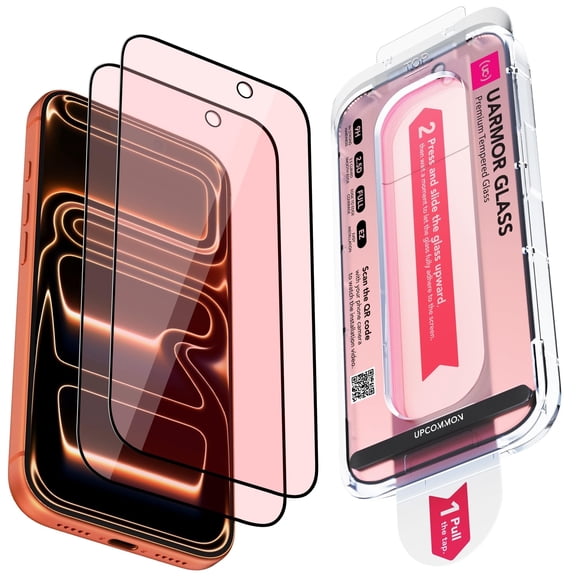 Upcommon UARMOR Screen Protector for iPhone 17 Pro, Red Light Converter, Anti Blue Light, 9H Tempered Glass with Easy Installation Kit, Full Edge Coverage Fit [2Pack]