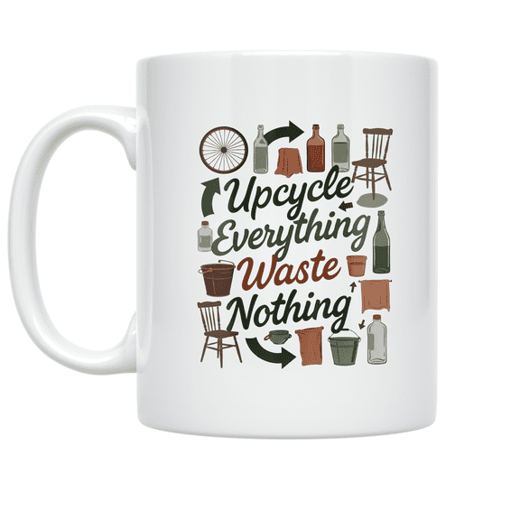 Upcycle Everything Waste Nothing - Eco-Conscious Individual - 11 oz Ceramic Coffee Mug