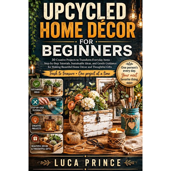 Upcycled Home Dcor for Beginners: 30 Creative Projects to Transform Everyday Items - Step-by-Step Tutorials, Sustainabl, (Paperback)