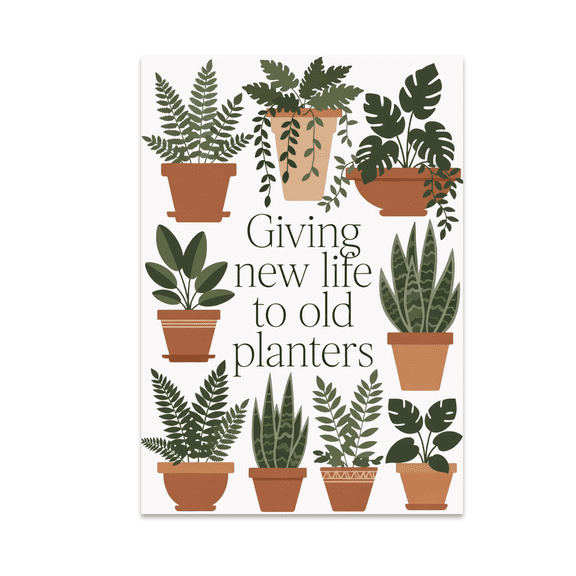 Upcycled Planter Lover Minimal Wall Decor - Plant Enthusiast - 13x19 Poster Print