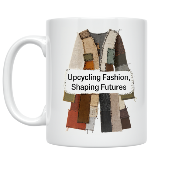 Upcycling Fashion Art - Eco-Conscious Fashion Lover - 11 oz Ceramic Coffee Mug