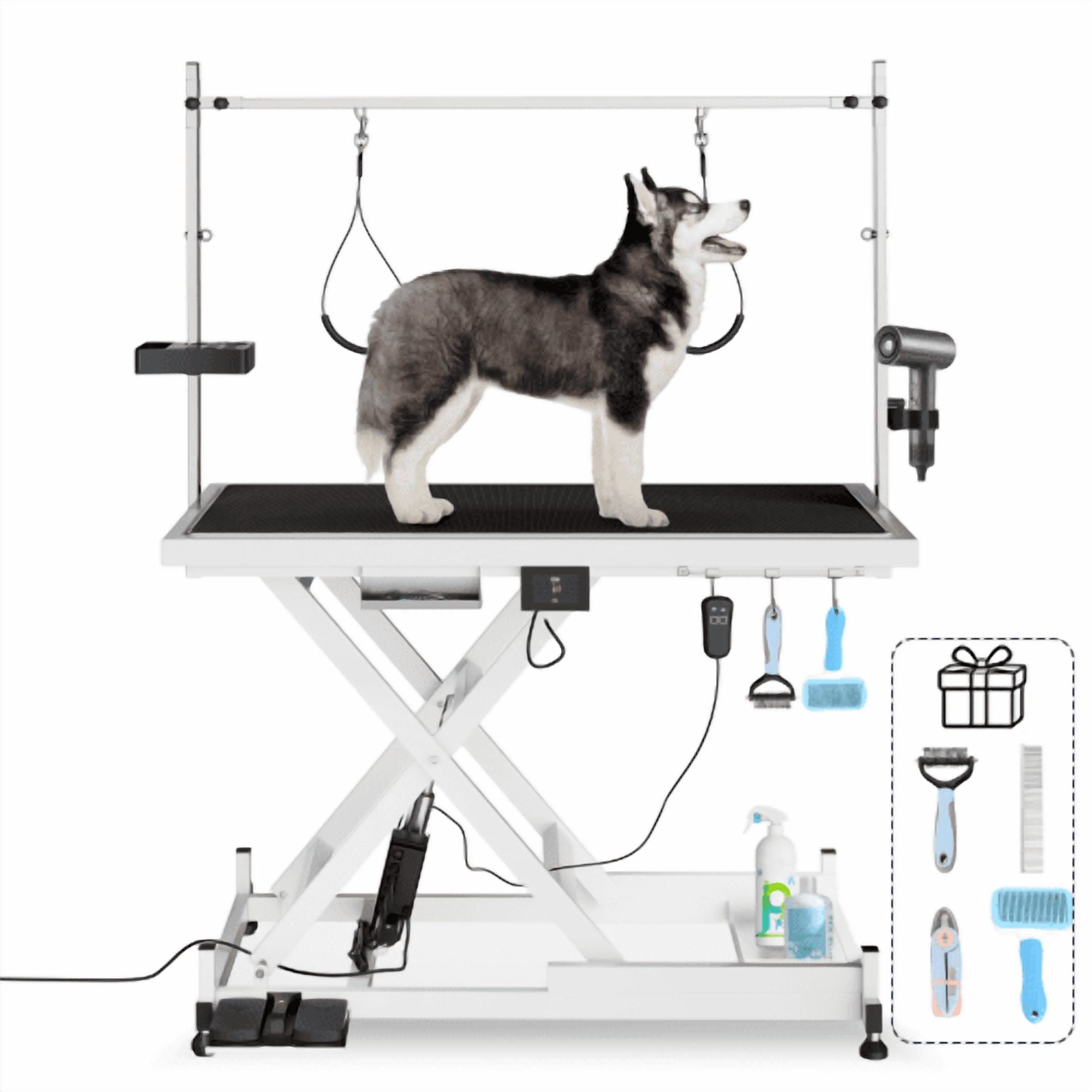 Update Electric Pet Grooming Table, 110v/220v Professional Groomer Recommend Super Deluxe Electric Pet Grooming Table, Height Adjust From 8 Up To 36 inch