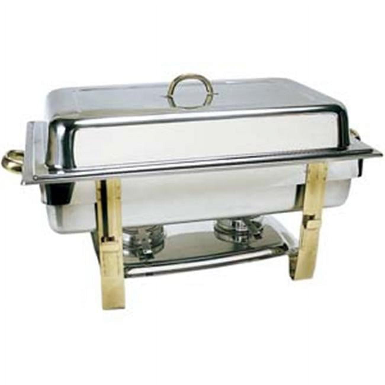 8 Qt Stainless Steel Gold-Accented Rectangular Chafer