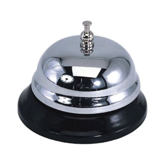 Update International TB-35 Chrome-Plated Metal Table Bell Silver/Black 51275