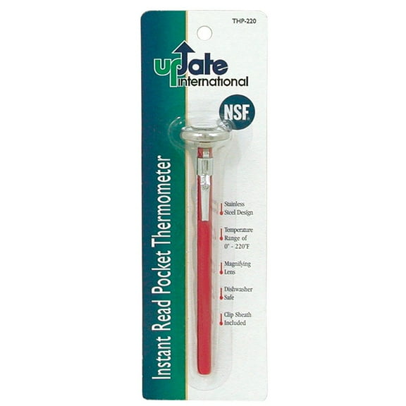 Update International THP-220 5 1/2" Long Pocket Dial Thermometer with Red Sleeve