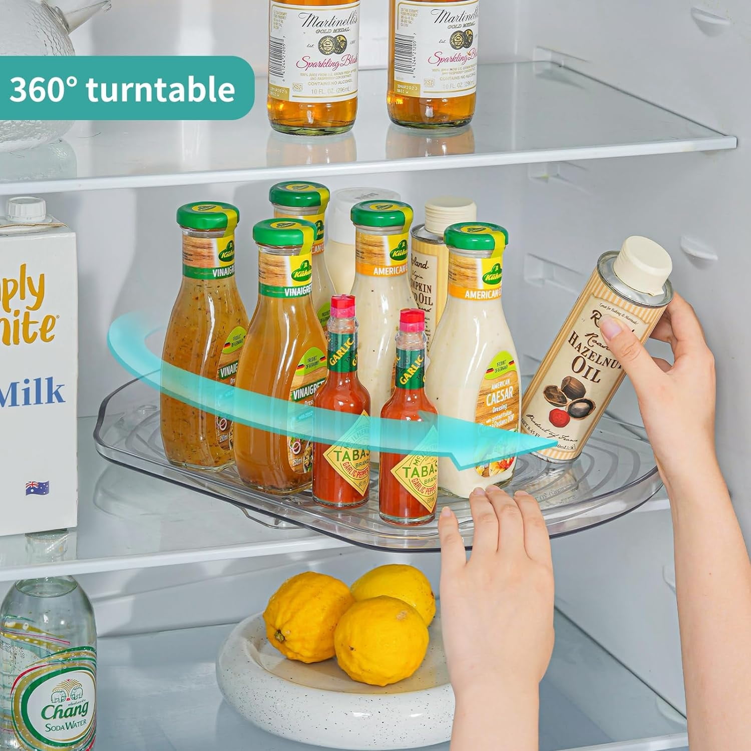 Refridgerator Rectangle Update Version Lazy Susan Organizer for Refrigerator, Rectangular ...