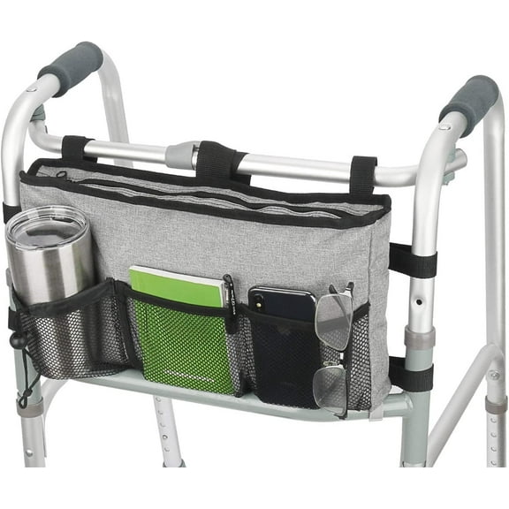 Update Walker Bag Hand Free Storage Bag Walker Attachment Handicap Basket Pouch for Rollator, Wheelchair, Folding Walkers