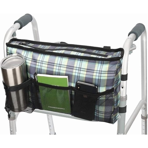 Update Walker Bag Hand Free Storage Bag Walker Attachment Handicap Basket Pouch for Rollator, Wheelchair, Folding Walkers