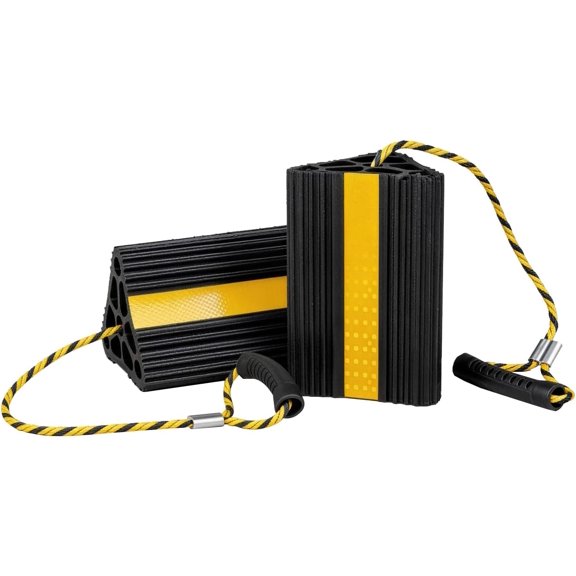 Update Wheel Chocks for Trailer 2pc Heavy Duty Rubber with seprate Handle Rope&Yellow Reflective Tape Tire Chock Blocks Cars Trucks Aircraft RV Camper Accessories