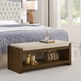 thumbnail image 1 of Updated 47" Accent Bench with Lower Shelf Shoe Rack, Padded Seating Bench for Living Room, Modern Compact Bed End Bench with Storage for Bedroom Seating, Removable Cushion, 47"W- Granite- Ivory, 1 of 7