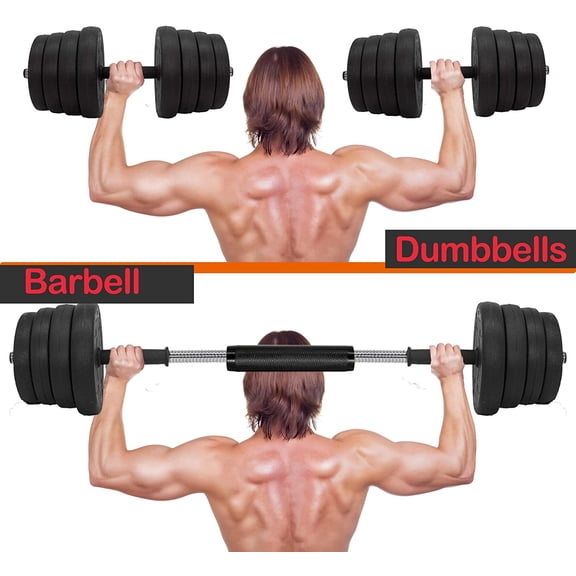 Updated Adjustable 66LB Dumbbells Weights Set with Metal Rod for Barbell, Dumbbells Barbell Set for Lifting, Bodybuilding Training & Workout, Solid Dumbbells Barbell Free Weights with Non-Slip Handle