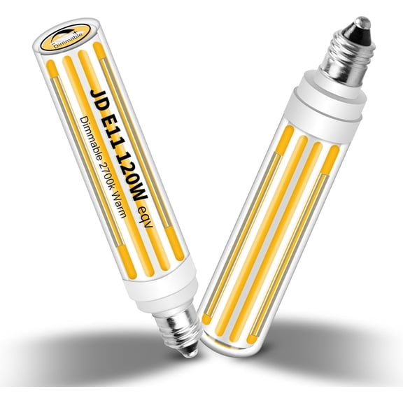 Updated Dimmable JDE11 120V 100W 120W Halogen Mini Candelabra Bulb Equivalent,T4 COB E11 Led Bulbs Dimmable,Warm White 2700K,12W 1300LM JDE11 LED Ceiling Fan Light Bulbs,2 Packs