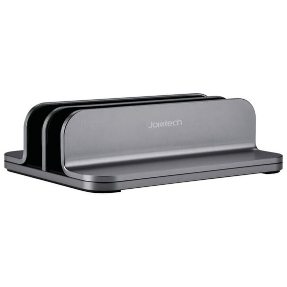 [Updated Dock Version] Vertical Laptop Stand, Double Desktop Stand Holder with Adjustable Dock (Up to 17.3 inch), Fits All MacBook/Surface/Samsung/HP/Dell/Chrome Book (Grey)