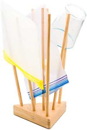 * Updated & Improved Bamboo Drying Rack for Plastic Bags, Reusable Bags ...